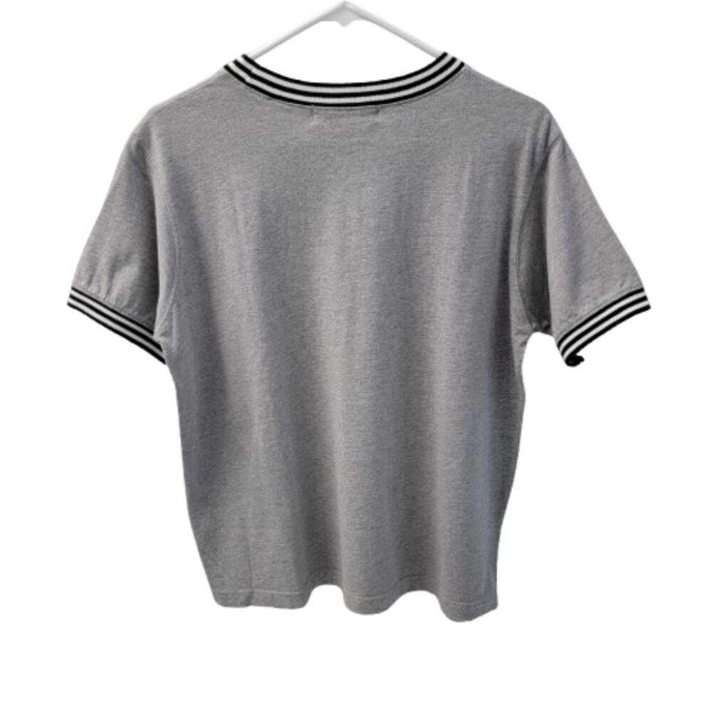 Amanda Smith Sport Tee Women Heather Gray Striped Neckline Short Sleeve Large - Picture 3 of 10